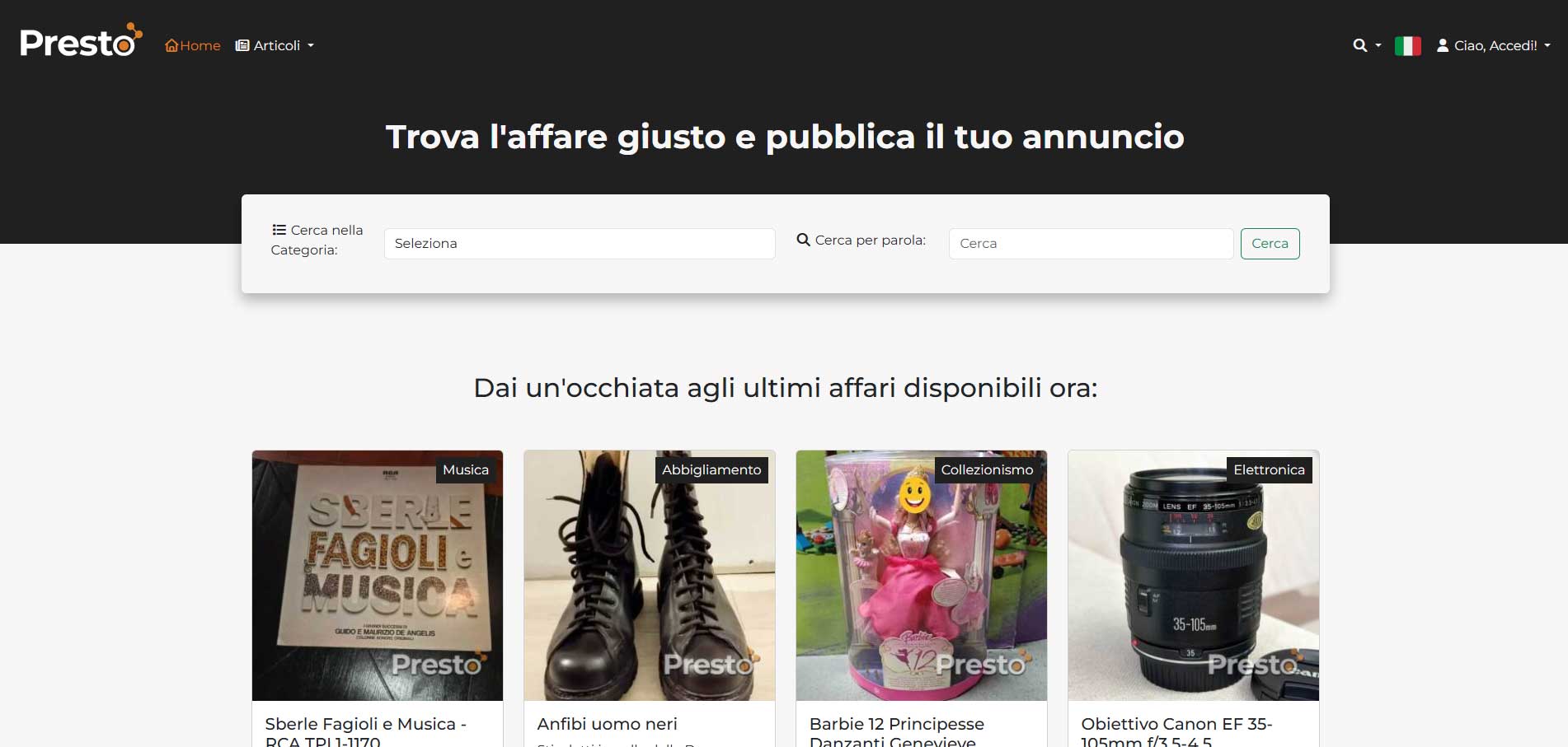 Progetto marketplace sviluppato in team